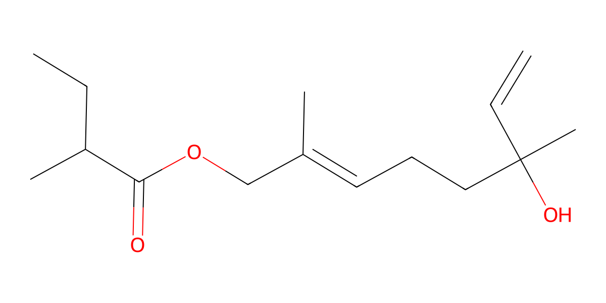 Image for (E)-6-Hydroxy-2,6-dimethylocta-2,7-dienyl 2-methylbutanoate